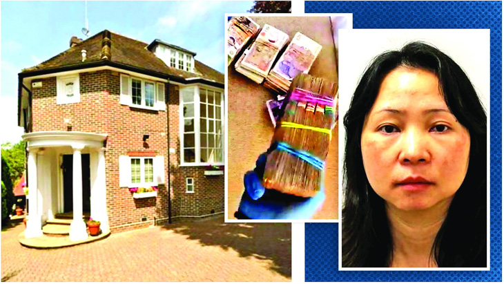 Jian Wen và căn biệt thự nơi cô giúp Zhang (Zhimin Qian) điều hành đế chế với 3,4 tỉ bảng tiền bitcoin ở Hampstead. Ảnh: Sunday Times