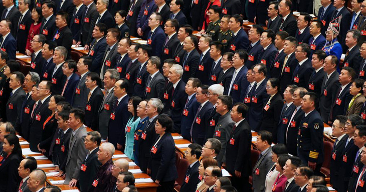 Phiên khai mạc kỳ họp thứ hai của Ủy ban toàn quốc Hội nghị hiệp thương chính trị nhân dân Trung Quốc (CPPCC) khóa 14 được tổ chức tại Đại lễ đường nhân dân ở Bắc Kinh, Trung Quốc ngày 4-3 - Ảnh: TÂN HOA XÃ