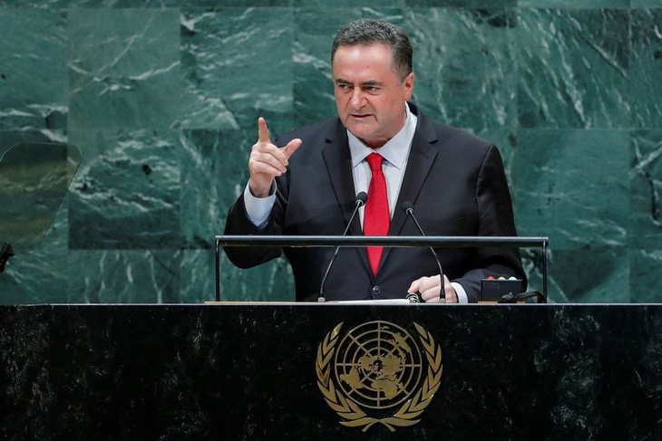 Ngoại trưởng Israel Israel Katz chỉ trích kịch liệt Liên Hiệp Quốc tại phiên họp Đại hội đồng vừa qua - Ảnh: REUTERS