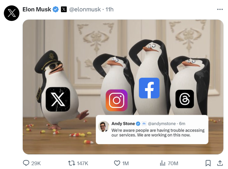 Bức ảnh chế do ông Musk đăng tải - Ảnh: X