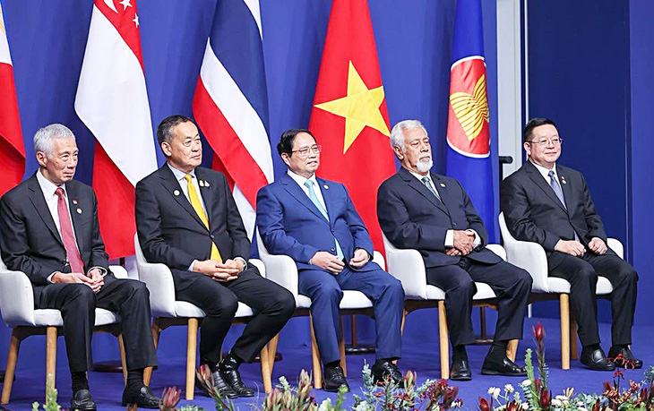 Thủ tướng Phạm Minh Chính và các lãnh đạo ASEAN, Timor Leste tại lễ đón của nước chủ nhà Úc ngày 5-3 - Ảnh: NHẬT BẮC