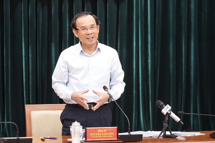 Bí thư Thành ủy TP.HCM Nguyễn Văn Nên phát biểu tại buổi làm việc - Ảnh: HỮU HẠNH