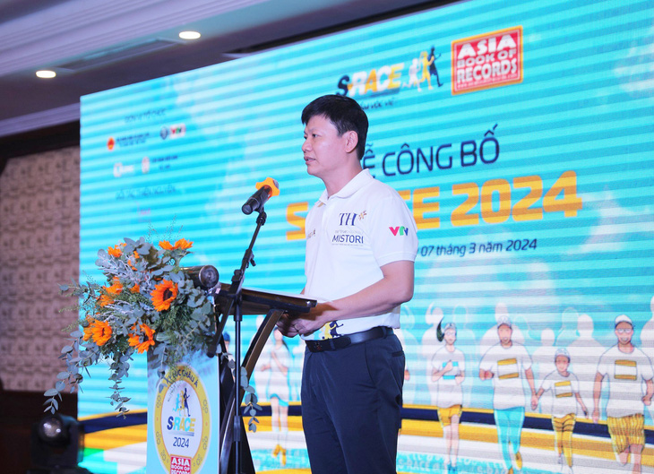Ông Nguyễn Thanh Đề, Vụ trưởng Vụ Giáo dục Thể chất phát biểu tại Lễ công bố S-Race 2024