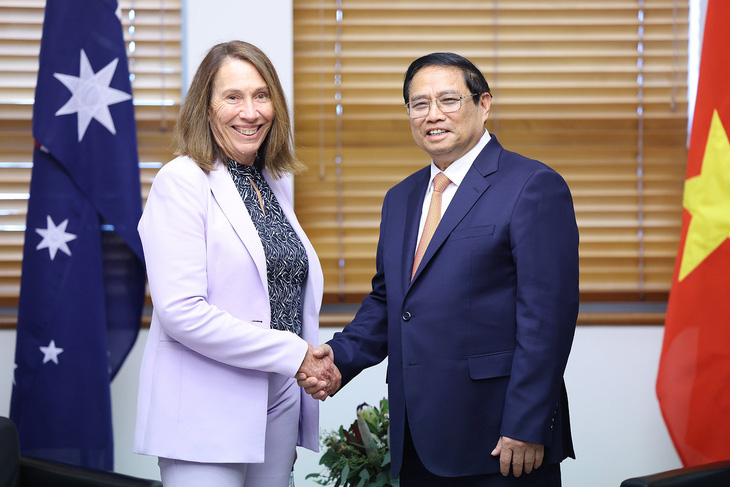 Thủ tướng Phạm Minh Chính gặp Chủ tịch Thượng viện Úc Sue Line - Ảnh: DƯƠNG GIANG