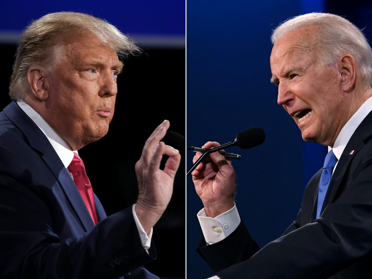 Cựu tổng thống Mỹ Donald Trump (trái) và Tổng thống Joe Biden - Ảnh: AFP