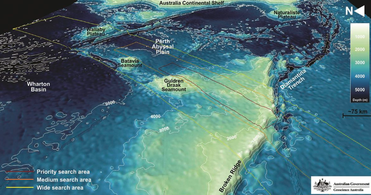 Sau cuộc khảo sát đo độ sâu kéo dài trên 208.000km2 đáy đại dương, một cuộc tìm kiếm dưới nước mới diễn ra từ tháng 10-2014 đến tháng 6-2015 - Ảnh: 9NEWS.COM.AU