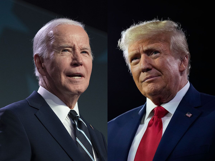 Tổng thống Mỹ Joe Biden (trái) và cựu tổng thống Mỹ Donald Trump - Ảnh: BLOOMBERG/GETTY IMAGES