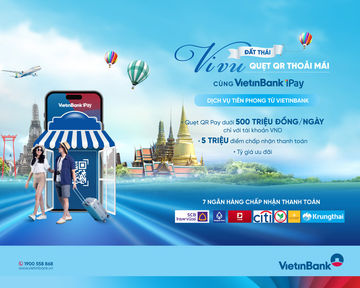 Khách hàng có tài khoản VietinBank dễ dàng thanh toán tại 5 triệu điểm chấp nhận thanh toán bằng mã QR Pay ở Thái Lan - Ảnh: VTB