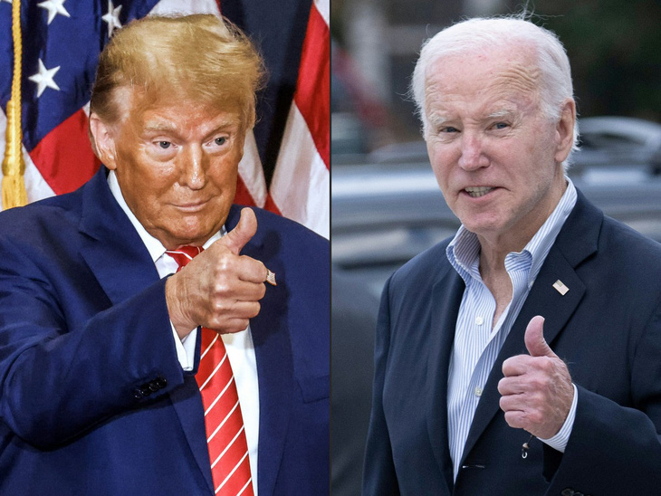 Ông Biden và ông Trump đang bám đuổi nhau sít sao trong các cuộc thăm dò trước bầu cử tổng thống Mỹ - Ảnh: AFP