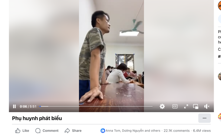 Clip dài gần 6 phút của phụ huynh tại Bắc Giang nói về việc trường định hướng nghề quá sớm nhận được hàng triệu view trên Facebook - Ảnh chụp màn hình: HÀ QUÂN