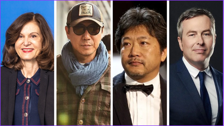 Những đạo diễn, nhà làm phim nổi bật tại HIFF 2024 (từ trái sang phải): Anne Fontaine, Kim Jee Woon, đạo diễn Koreeda Hirokazu, Olivier Père - Ảnh: HIFF/Cannes/Getty images