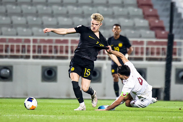 Tiền đạo Fergus Tierney là niềm hy vọng trên hàng công U23 Malaysia tại VCK U23 châu Á 2024 - Ảnh: FAM