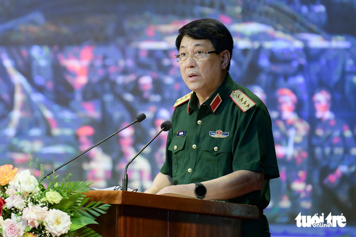 Đại tướng Lương Cường phát biểu chỉ đạo hội thảo khoa học cấp quốc gia 'Chiến thắng Điện Biên Phủ với sự nghiệp xây dựng và bảo vệ Tổ quốc Việt Nam xã hội chủ nghĩa' - Ảnh: NAM TRẦN