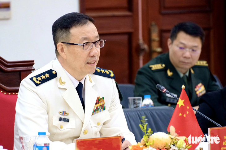 Thượng tướng Đổng Quân - bộ trưởng Bộ Quốc phòng Trung Quốc tại hội đàm - Ảnh: NGUYÊN BẢO