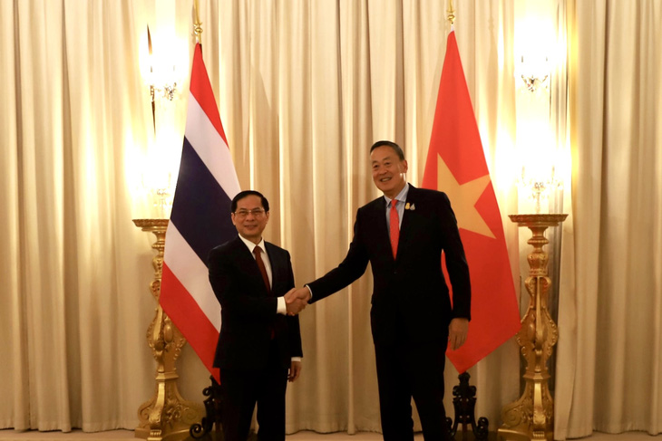 Bộ trưởng Bùi Thanh Sơn gặp Thủ tướng Thái Lan Srettha Thavisin ngày 11-4 nhân chuyến thăm Thái Lan - Ảnh: BỘ NGOẠI GIAO