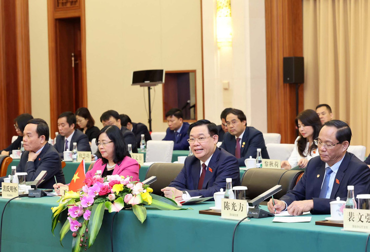 Chủ tịch Quốc hội và các đại biểu đoàn Việt Nam tại buổi tiếp - Ảnh: TTXVN