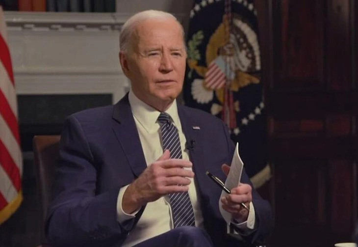 Ảnh chụp màn hình buổi phỏng vấn Tổng thống Mỹ Joe Biden được Đài Univision phát ngày 9-4
