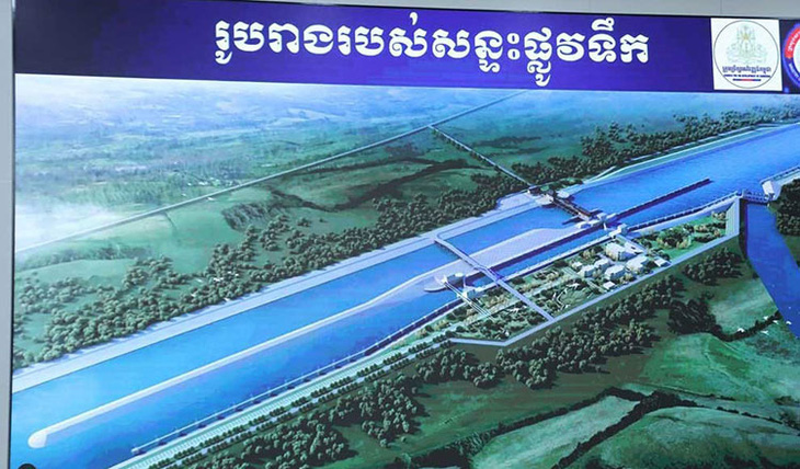 Đồ họa kênh đào Phù Nam Techo do Bộ Giao thông công chánh Campuchia công bố gần đây - Ảnh: Chính phủ Campuchia