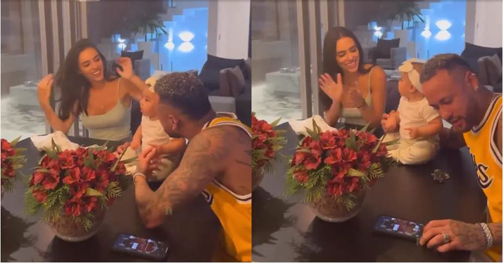 Neymar lén chơi bài poker trong tiệc mừng con gái đầu lòng - Ảnh: Getty