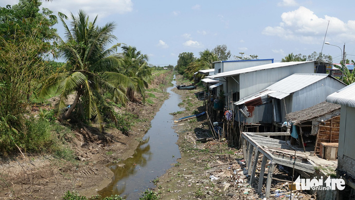 Các con kênh ở xã An Minh Bắc, huyện U Minh Thượng cạn kiệt nước - Ảnh: CHÍ CÔNG