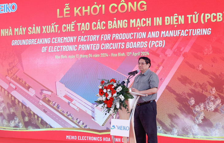 Thủ tướng Phạm Minh Chính phát biểu tại lễ khởi công dự án 200 triệu USD - Ảnh: NHẬT BẮC
