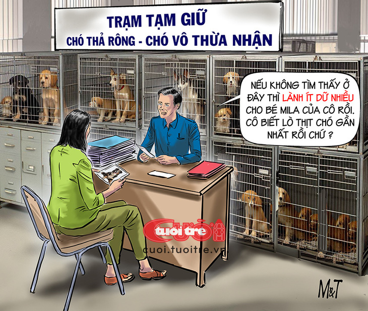Tuyệt vọng đi tìm cún cưng Mila - Tranh: Đỗ Minh Tuấn 