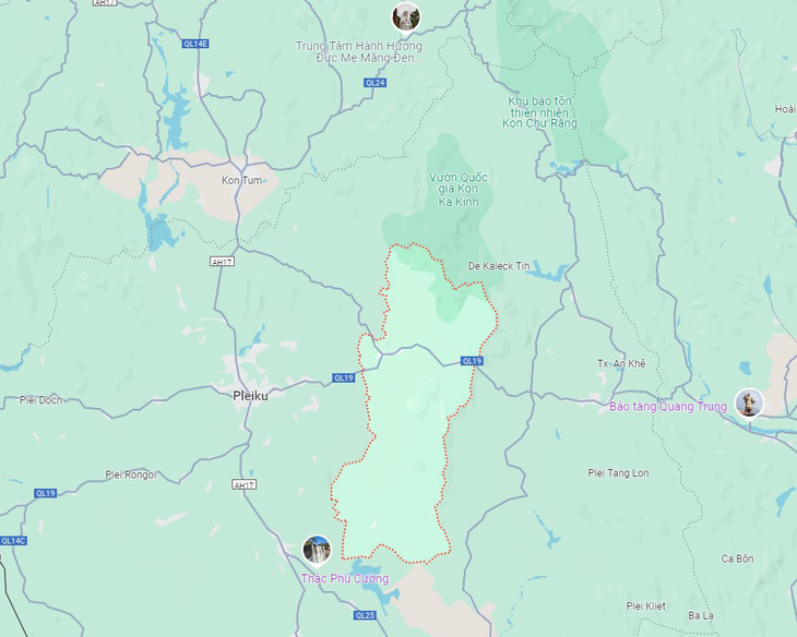 Vị trí huyện Mang Yang trên bản đồ