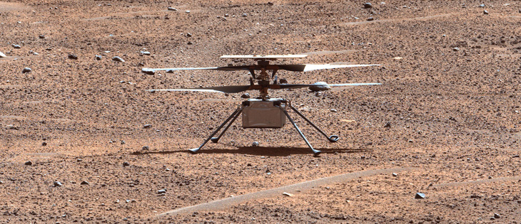Hình ảnh trực thăng thám hiểm sao Hỏa Ingenuity được chụp từ camera của tàu thăm dò Perseverance ngày 2-8-2023 - Ảnh: NASA