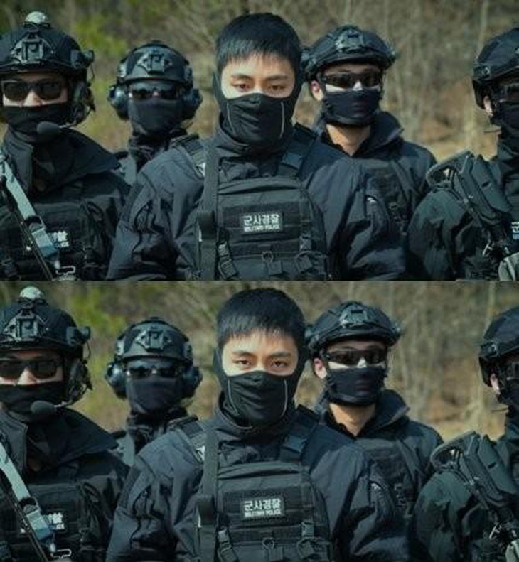 Hình ảnh V trong đồng phục của đội đặc nhiệm chống khủng bố Hàn Quốc - Ảnh: Yonhap News