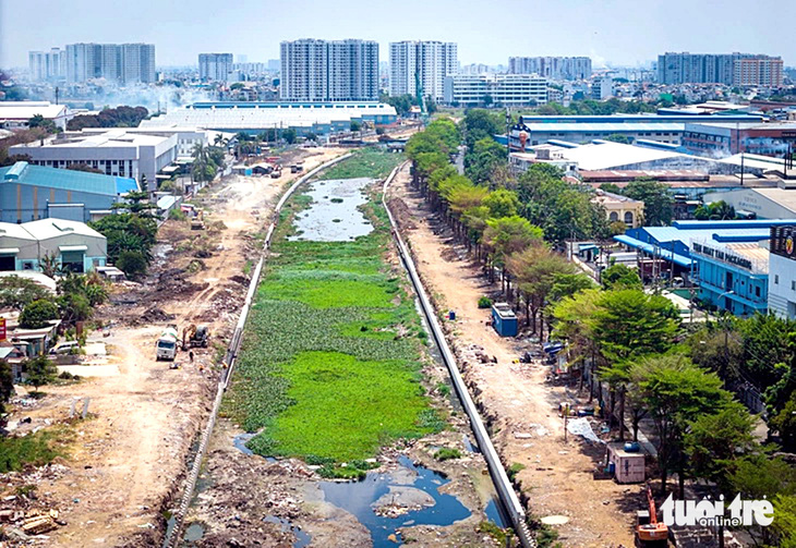 Gói thầu XL6 thuộc dự án xây dựng hạ tầng và cải tạo môi trường kênh Tham Lương - Bến Cát - rạch Nước Lên có sự tham gia của Tập đoàn Thuận An - Ảnh: LÊ PHAN