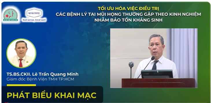 Giám đốc Bệnh viện Tai Mũi Họng TP.HCM Lê Trần Quang Minh phát biểu khai mạc hội thảo