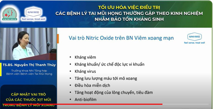 TS.BS Nguyễn Thị Thanh Thuý báo cáo về vai trò Nitric Oxide trên bệnh nhân viêm xoang mạn