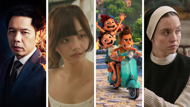 Những bộ phim nổi bật ra mắt dịp giỗ Tổ Hùng Vương vừa qua (từ trái sang phải): Cái giá của hạnh phúc, B4S - Trước giờ yêu, Mùa hè của Luca, Tu viện máu - Ảnh: Cinestar/Pixar/Neon