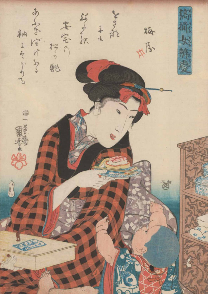 Sushi mang về, trong bộ tranh Những người phụ nữ áo kẻ caro, 1844 