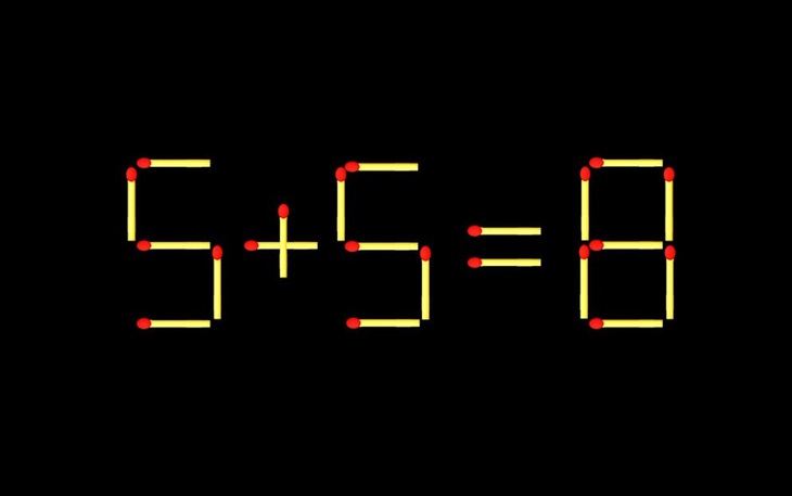 Thử tài IQ: Di chuyển một que diêm để 5+5=8 thành phép tính đúng