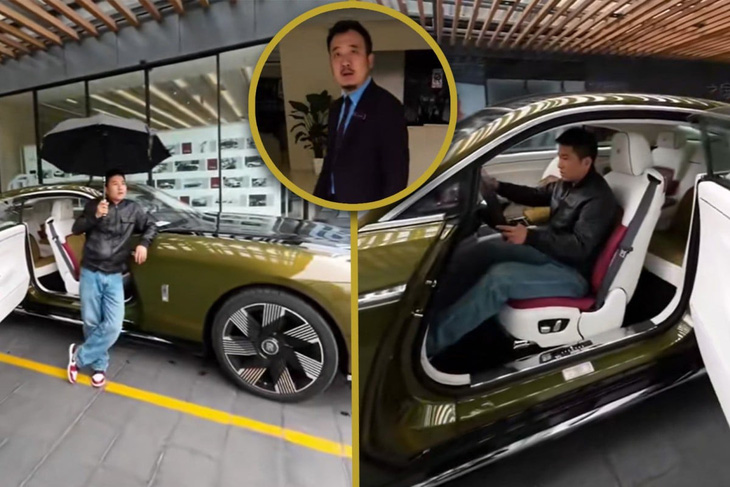 Một người bán Rolls-Royce ở Trung Quốc đã cho phép người đàn ông có thu nhập khiêm tốn ngồi vào chiếc xe hơi sang trọng - Ảnh: SCMP