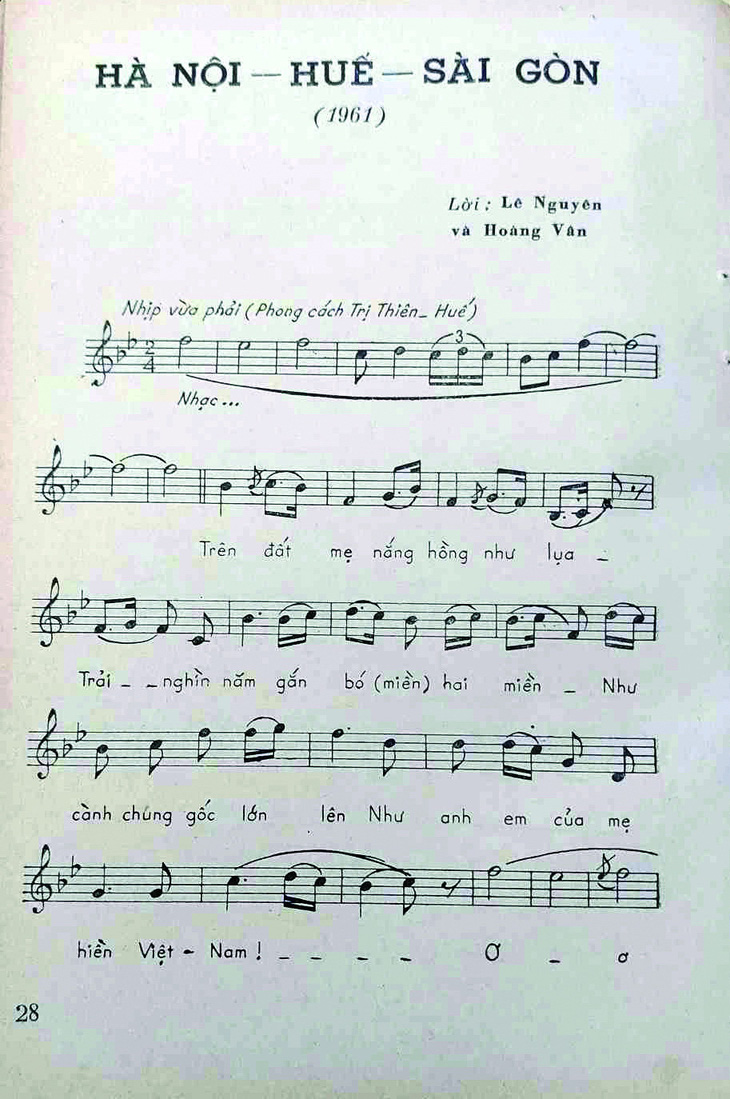 Bản nhạc Hà Nội - Huế - Sài Gòn (1961) trong tập nhạc Hai chị em, Văn Hóa, 1972