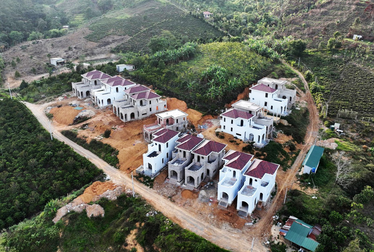 Cụm 22 căn biệt thự xây dựng không phép ở khu vực nam Lâm Đồng - Ảnh: L.A.