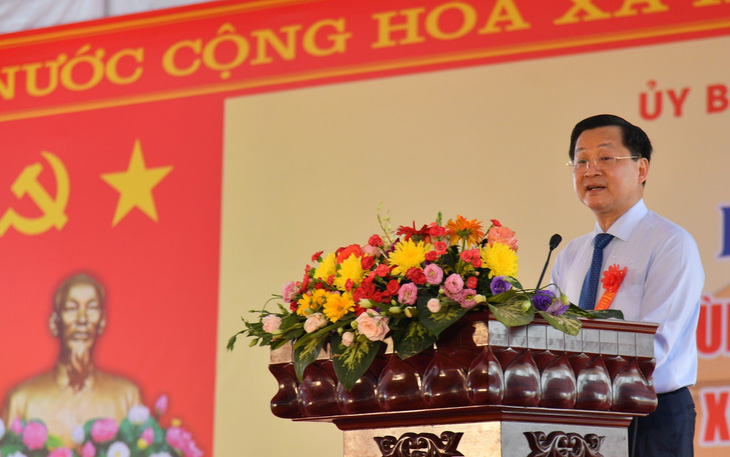 Phó thủ tướng Chính phủ Lê Minh Khái phát biểu tại lễ khánh thành - Ảnh: LÊ VŨ