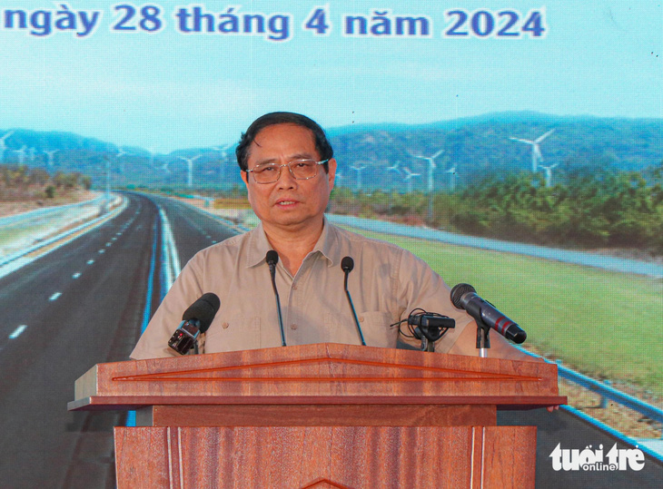 Thủ tướng Phạm Minh Chính phát biểu tại lễ khánh thành cao tốc Cam Lâm - Vĩnh Hảo - Ảnh: DUY NGỌC