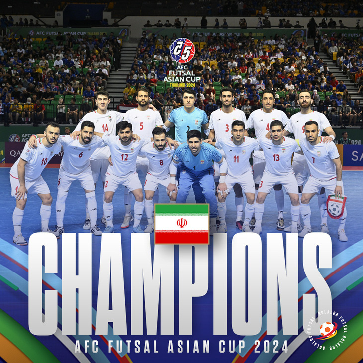 Đội tuyển Iran đoạt chức vô địch Giải futsal châu Á 2024 - Ảnh: AFC