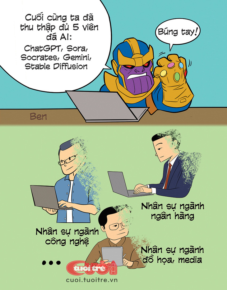 Thanos làm tan biến một nửa việc làm trên toàn hành tinh - Tranh: BEN