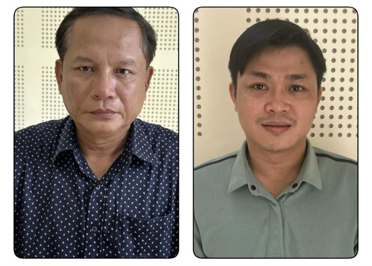 Hai bị can Đinh Tiến Dũng và Nguyễn Tấn Long tại cơ quan điều tra - Ảnh: Bộ CA