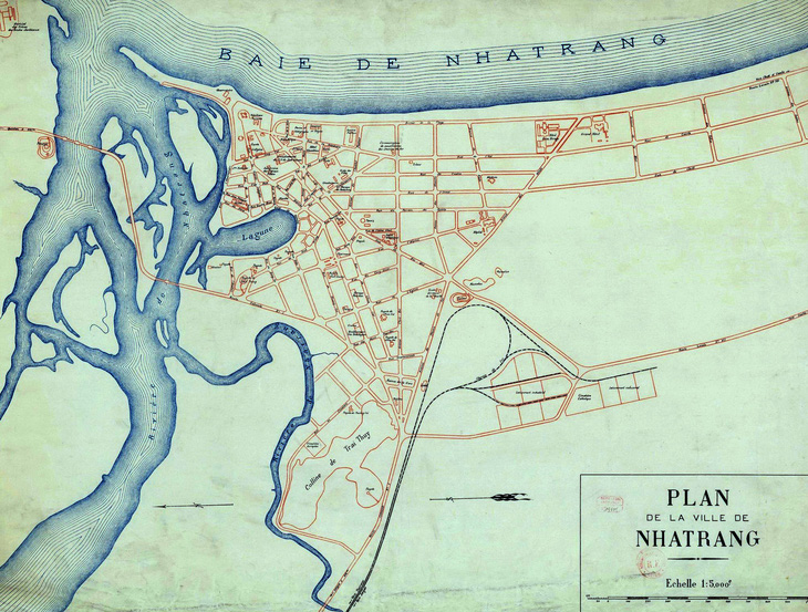 Bản đồ Nha Trang thời Pháp đã cho thấy hệ thống đường sá trung tâm thành phố khá hoàn chỉnh- Ảnh : TL