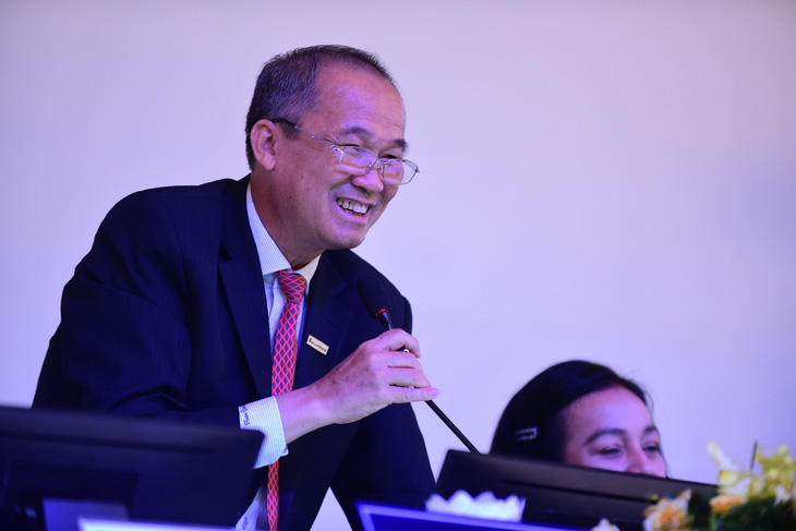 Ông Dương Công Minh - chủ tịch Sacombank - trong một cuộc họp đại hội đồng cổ đông thường niên - Ảnh: QUANG ĐỊNH