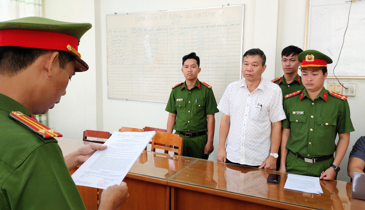 Ông Nguyễn Văn Du bị bắt giam trong vụ án sai phạm công trình kè, chống sạt lở - Ảnh: Công an cung cấp