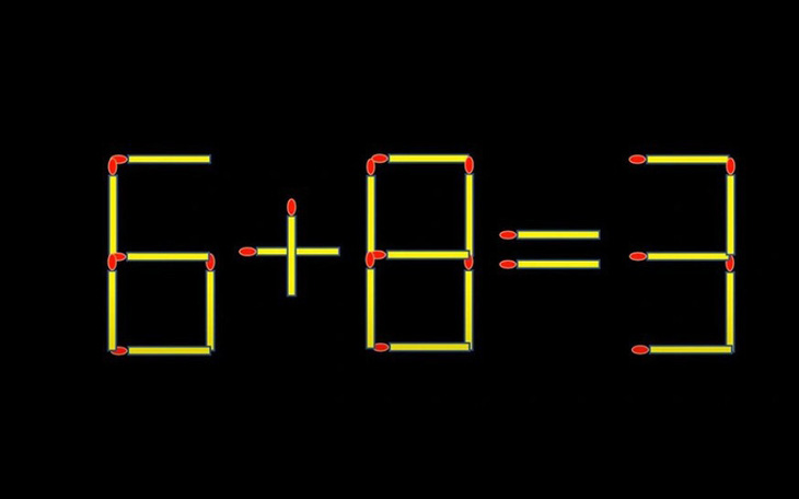 Thử tài IQ: Di chuyển một que diêm để 6+8=3 thành phép tính đúng