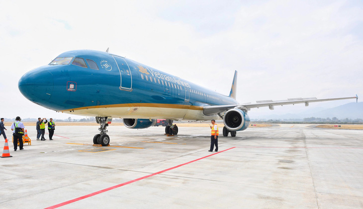 Sân bay Điện Biên Phủ đã khai thác được máy bay Airbus A321 từ ngày 1-12-2023, sau khi hoàn thành dự án mở rộng sân bay này - Ảnh: VNA