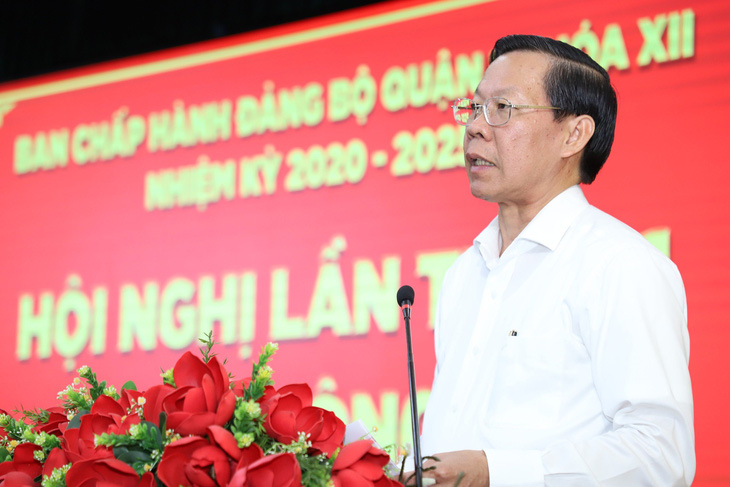 Chủ tịch UBND TP.HCM Phan Văn Mãi phát biểu chỉ đạo hội nghị - Ảnh: T.T.