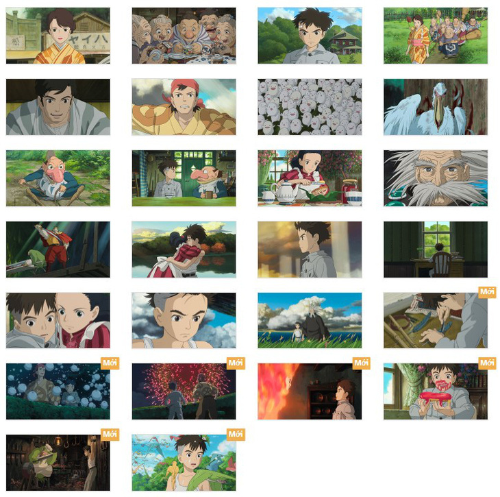 Ảnh chụp màn hình những hình ảnh được Ghibli tặng miễn phí, trong đó có 7 hình ảnh mới. 